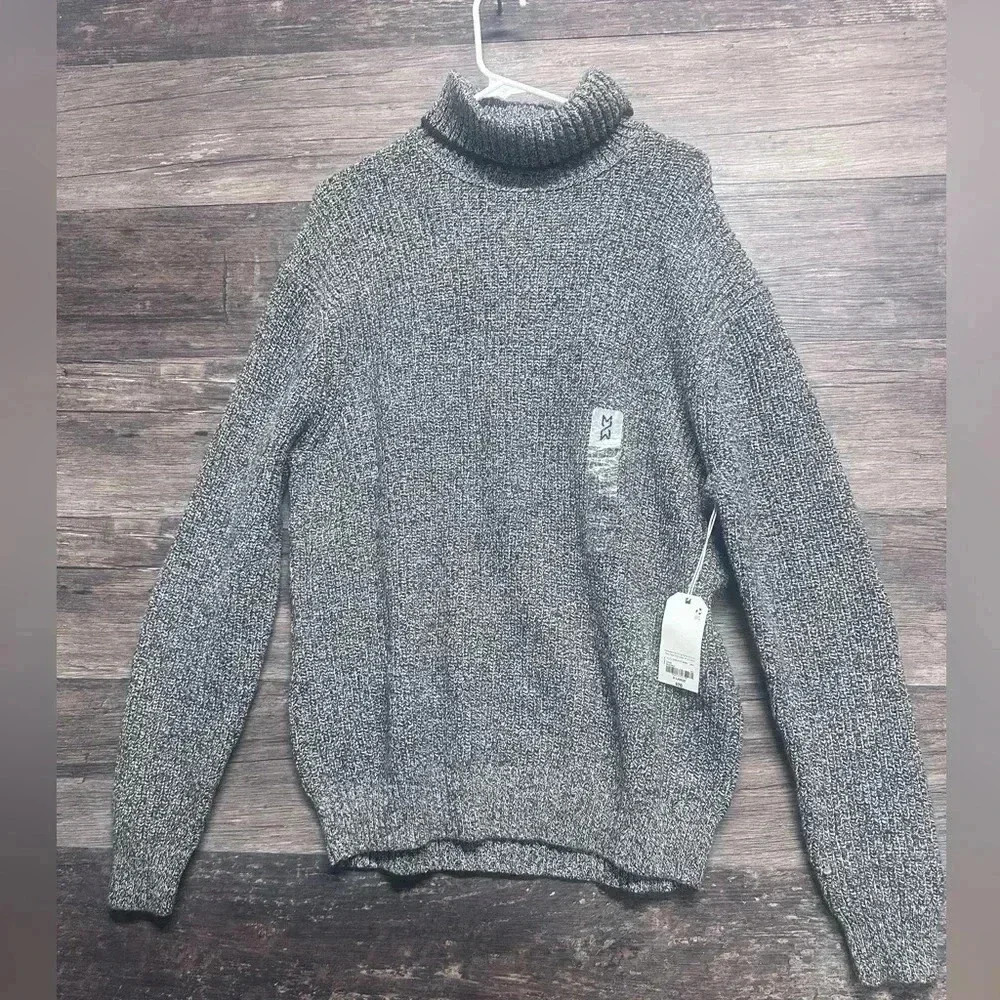 Mutual Weave Black Marl Turtleneck Sweater